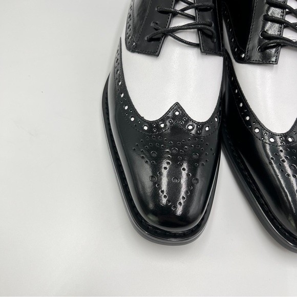 Stacy Adams Mens Size 8.5 Tinsley Black‎ White Wingtip Oxfords Dress Shoes NEW main image 13